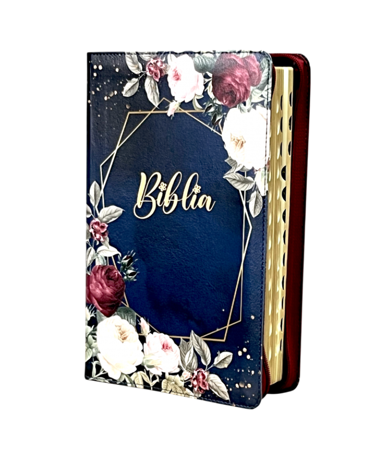 Biblia - 076 ZTI - format mare - albastru floral Biblia - 076 ZTI - format mare - albastru floral