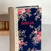 Biblie handmade  053 - floral crem si bleumarin